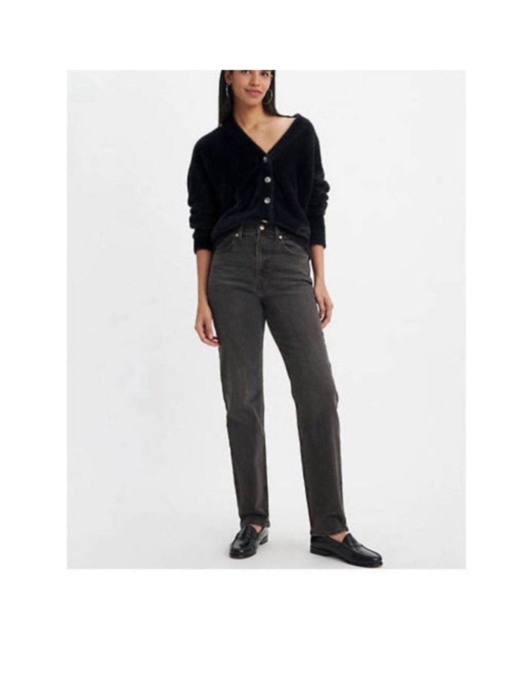 Classic High-Rise Straight Leg Jeans - Charcoal